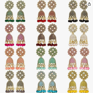 jhumkas for women traditional earrings for women floral design traditional drop jhumke for women girls love gifts 12 pair of earrings.
